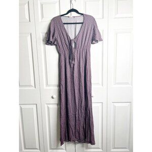 Charli Svea Purple Printed Short Sleeve Tie Front Maxi Dress Women's Size 6